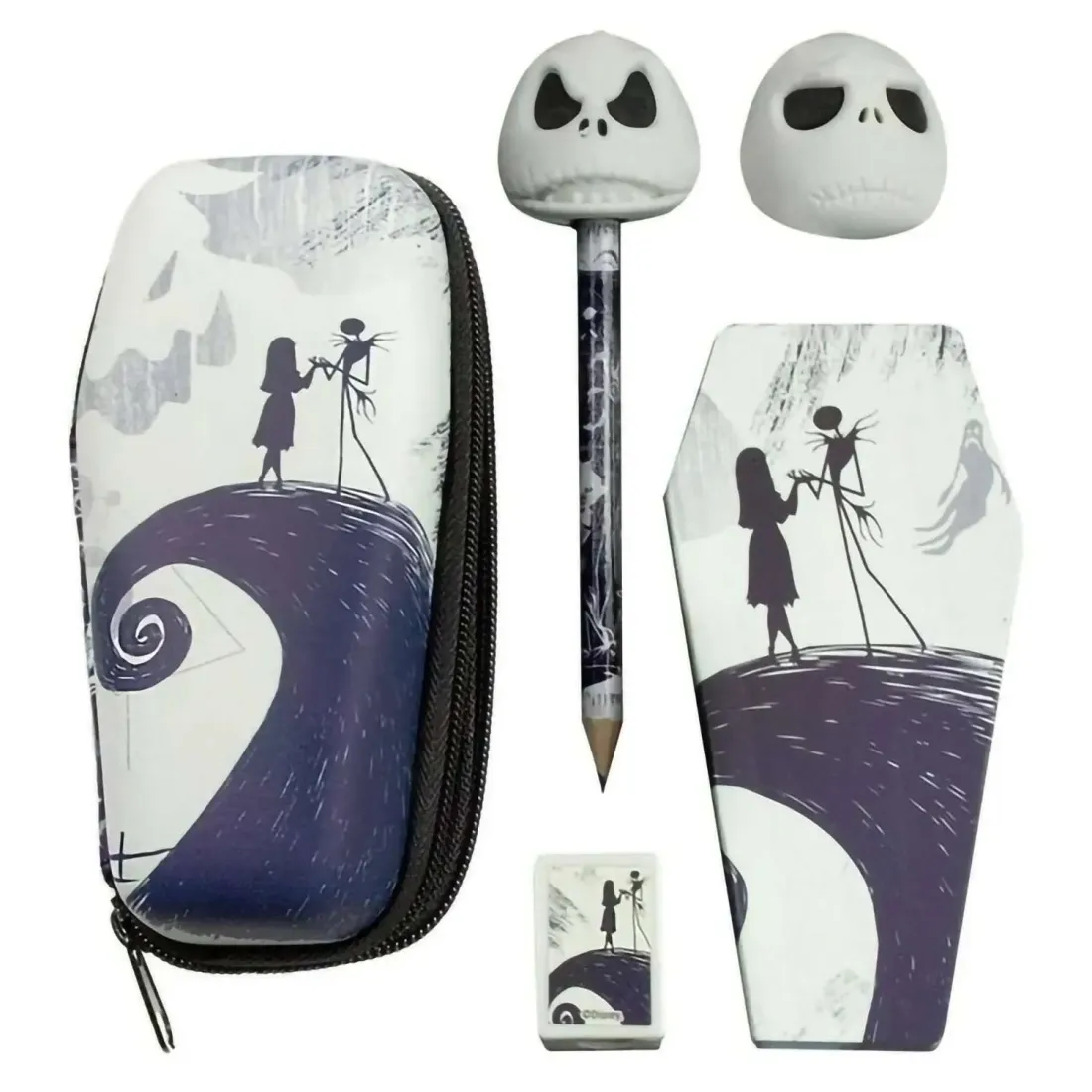 Пенал-футляр для канцелярских принадлежностей на молнии (мини-карандаш, мини-блокнот, два 3D-ластика