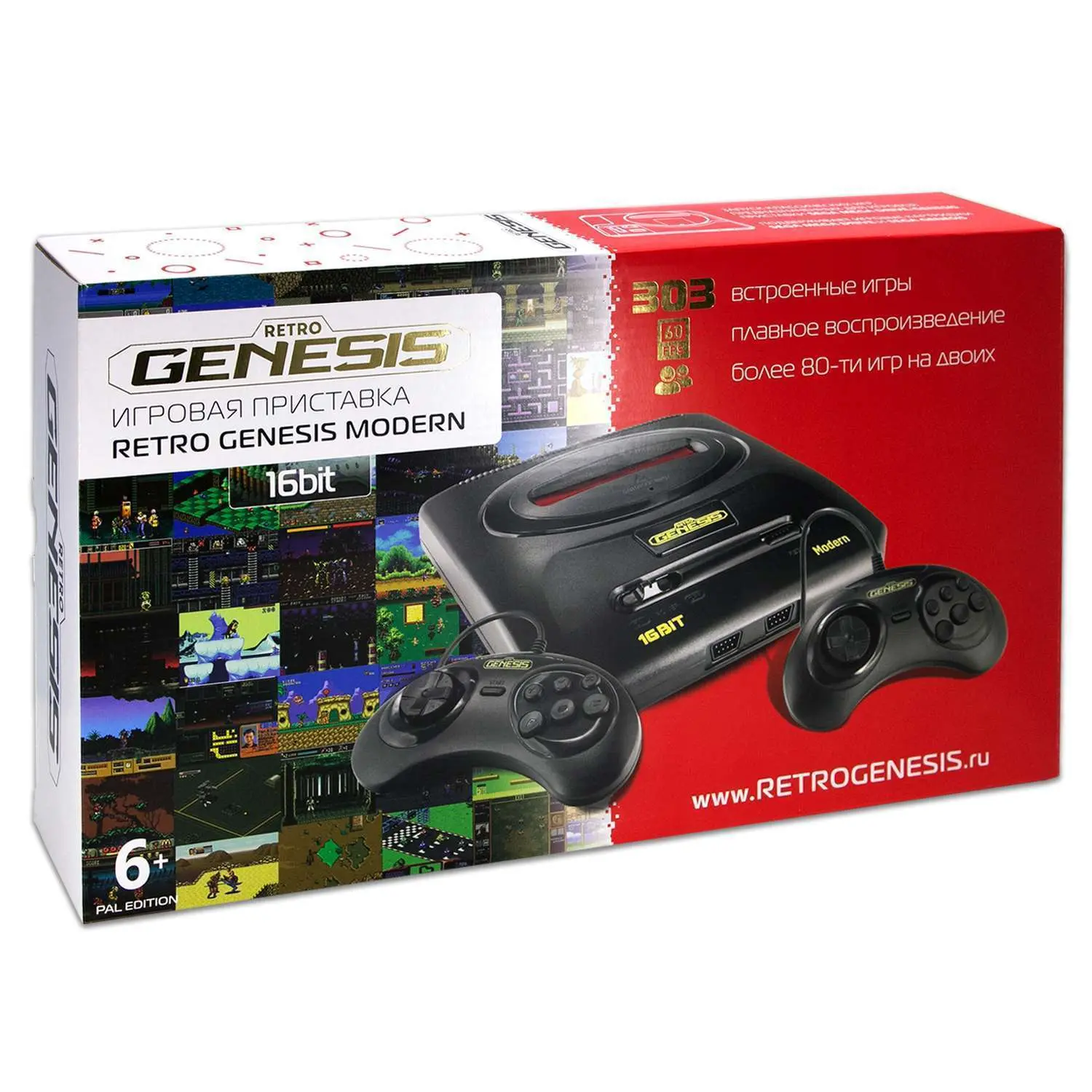 SEGA Retro Genesis Modern (Pal) + 303 игры + 2 джойстика