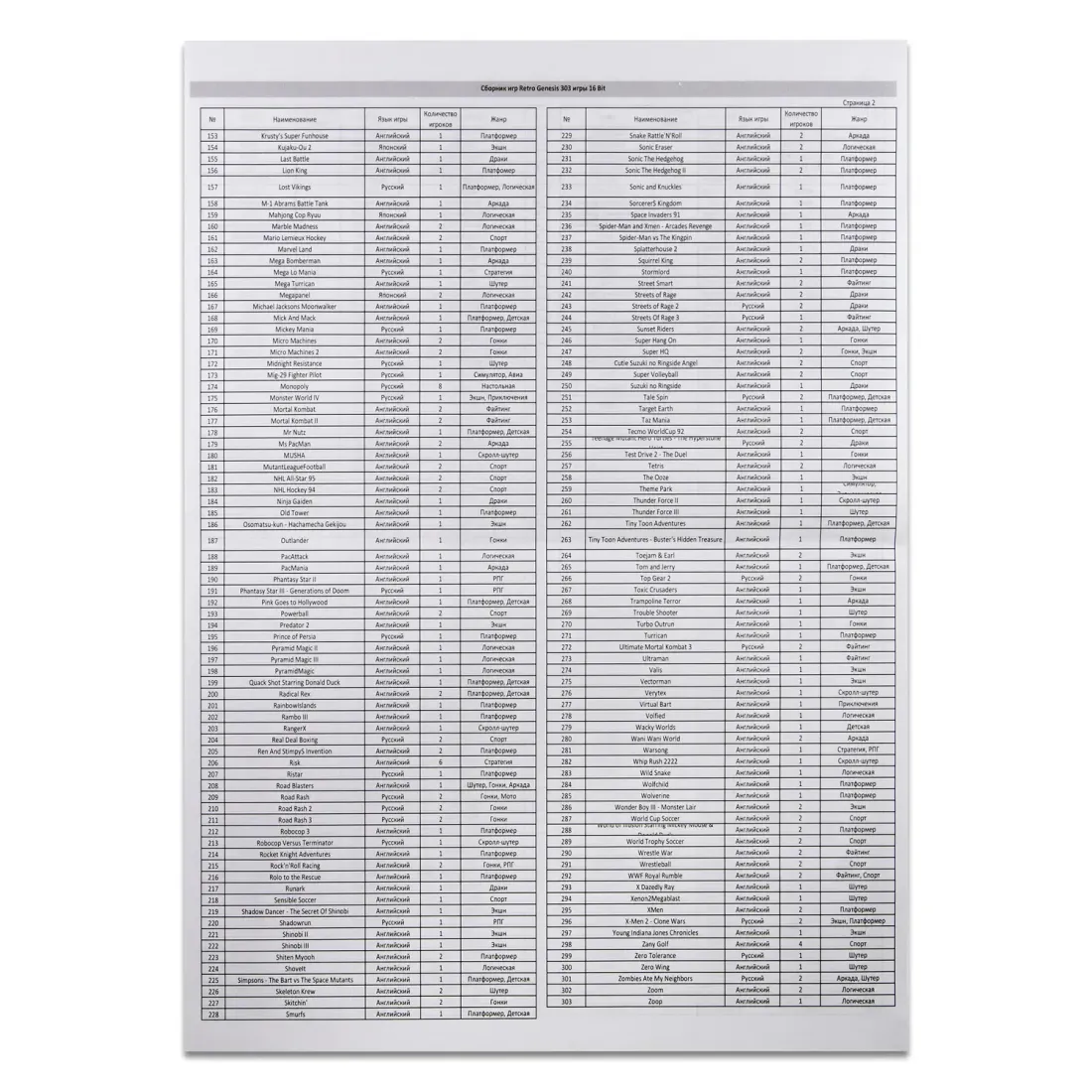 SEGA Retro Genesis Modern (Pal) + 303 игры + 2 джойстика