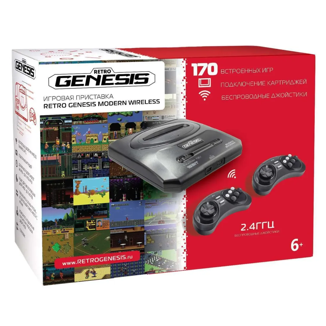 SEGA Retro Genesis Modern Wireless + 170 игр + 2 беспроводных джойстика 2.4ГГц