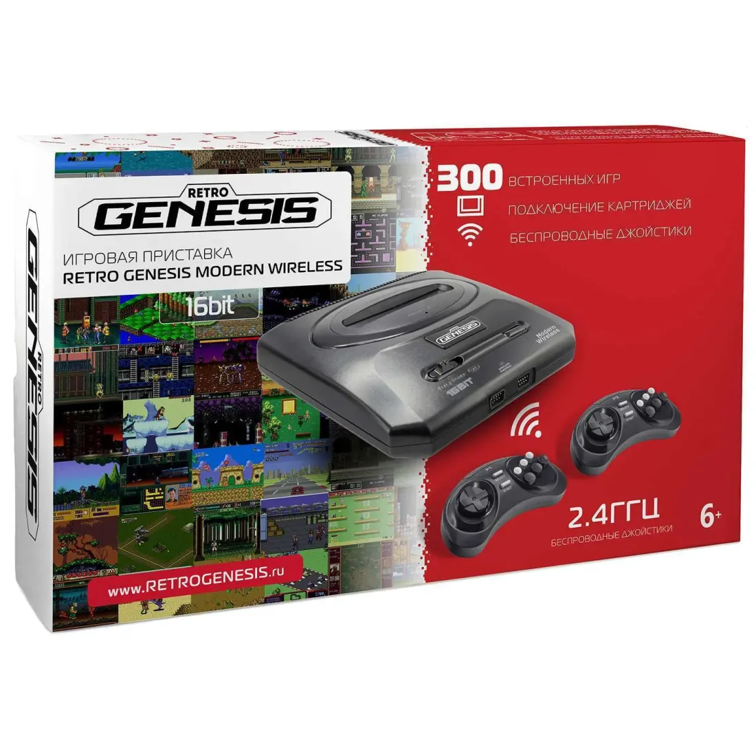 SEGA Retro Genesis Modern Wireless + 300 игр + 2 беспроводных джойстика 2.4ГГц