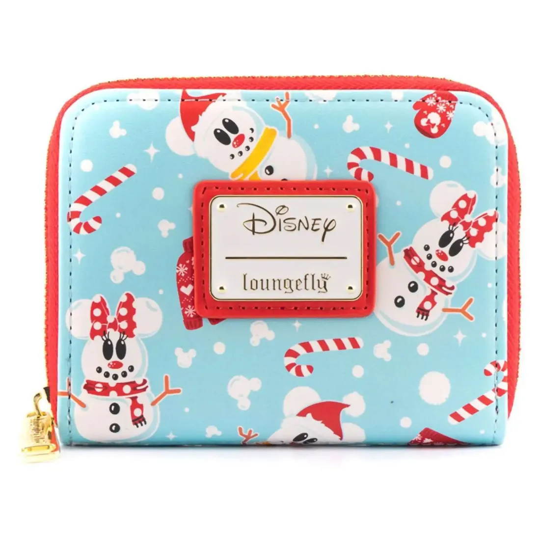 Кошелек Loungefly Disney Seasonal Snowman Minnie Mickey AOP Zip Around Wallet WDWA1785