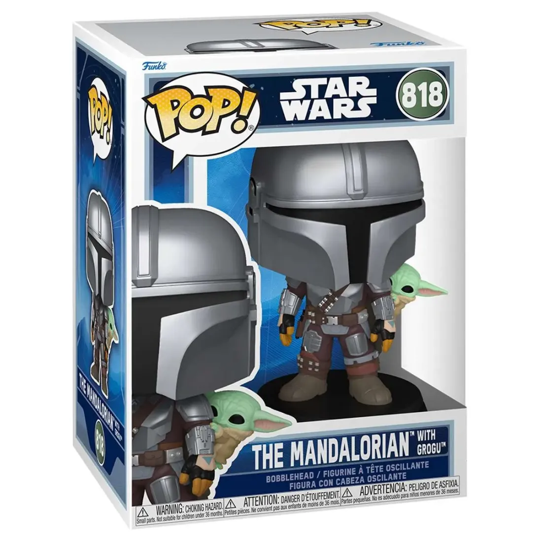 Фигурка Funko POP! Bobble Star Wars M & G Mandalorian w/Grogu (On Back) (818) 90443