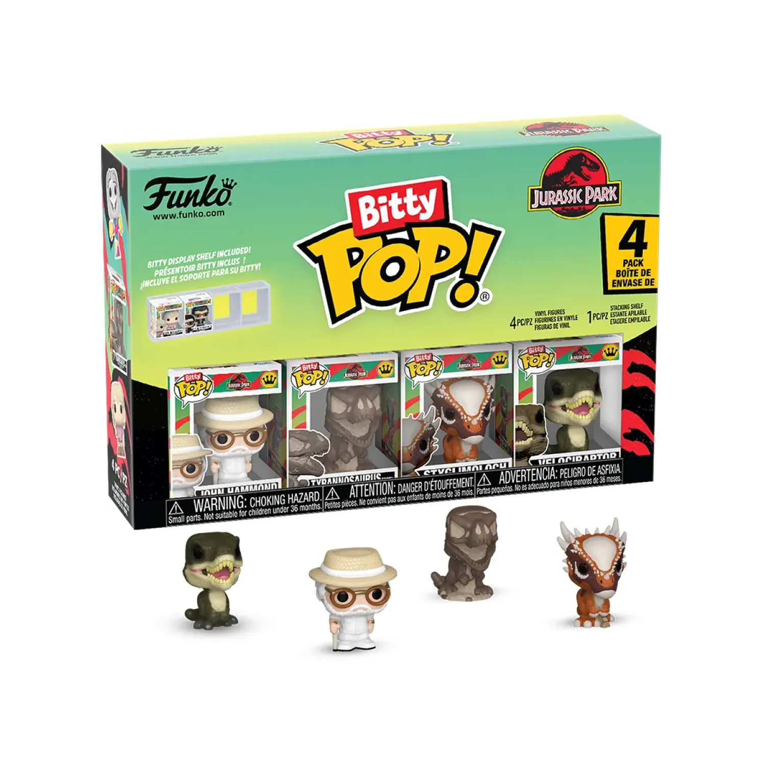 Набор Funko Bitty POP! Jurassic Park John+Tyrannosaurus+Stygimoloch+Velociraptor (1 of 4) 4шт 92954