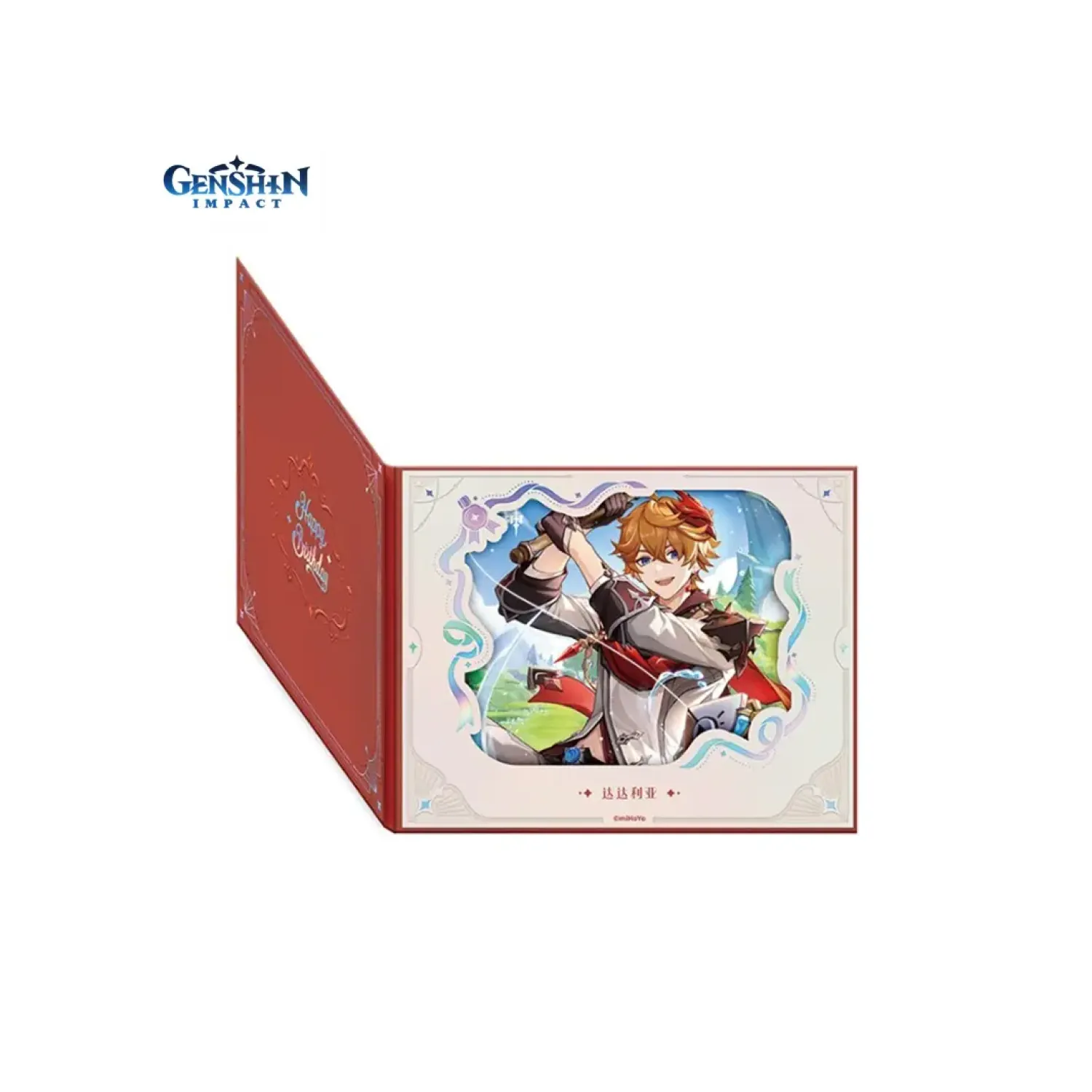 Открытка Шикиши Genshin Impact Day of Destiny Stained Glass Bordered Тарталья (Чайлд) 6942630806253