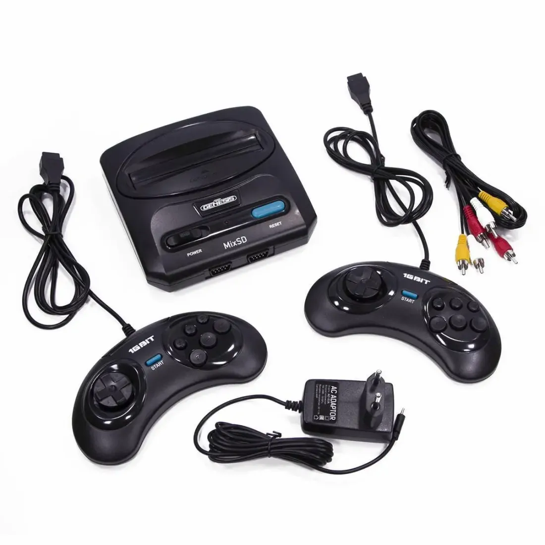 Retro Genesis MixSD (8+16Bit) + 350 игр (AV кабель, microSD слот, 2 проводных джойстика)