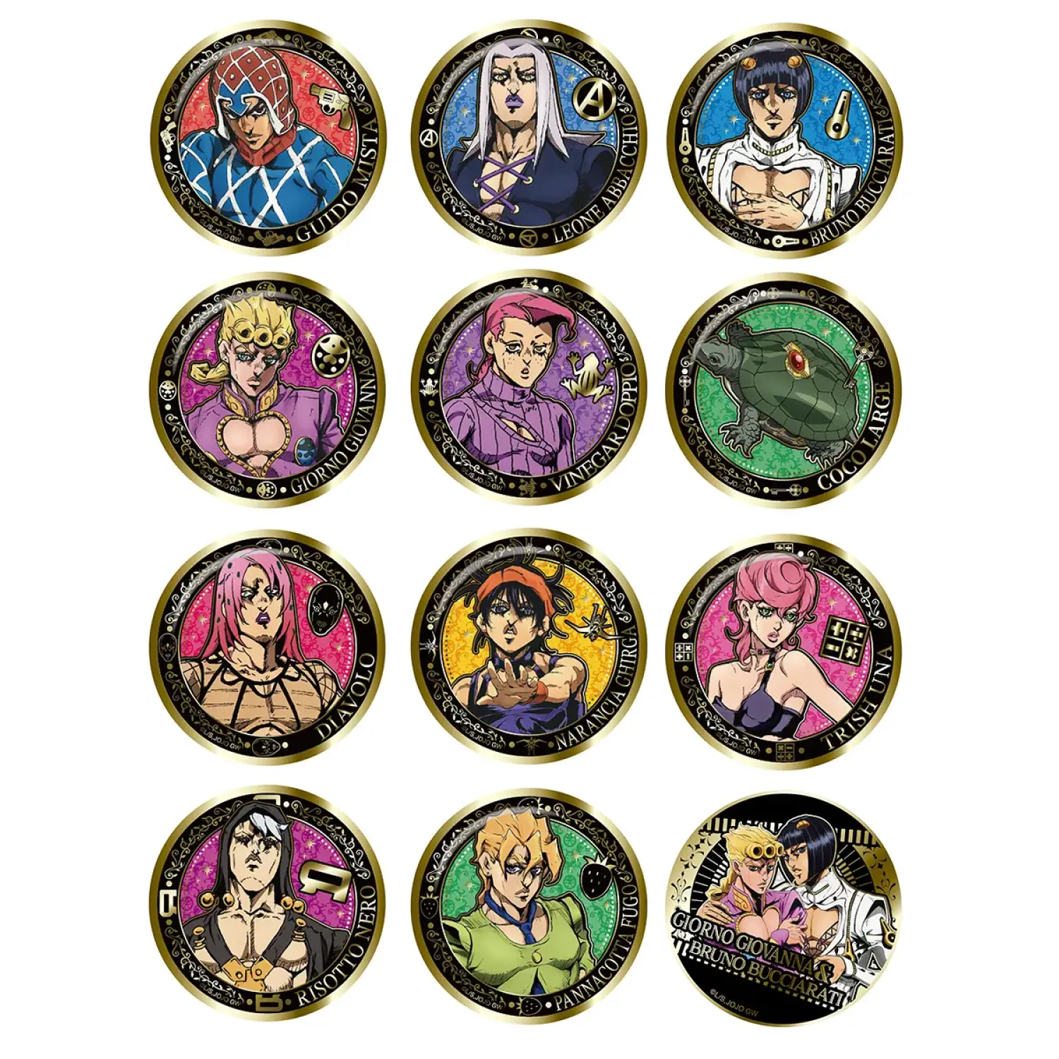 Значок Аниме Невероятные приключения ДжоДжо: Golden Wind Gilded Metal Pins 1 шт 5.8 см JOHZ-M101