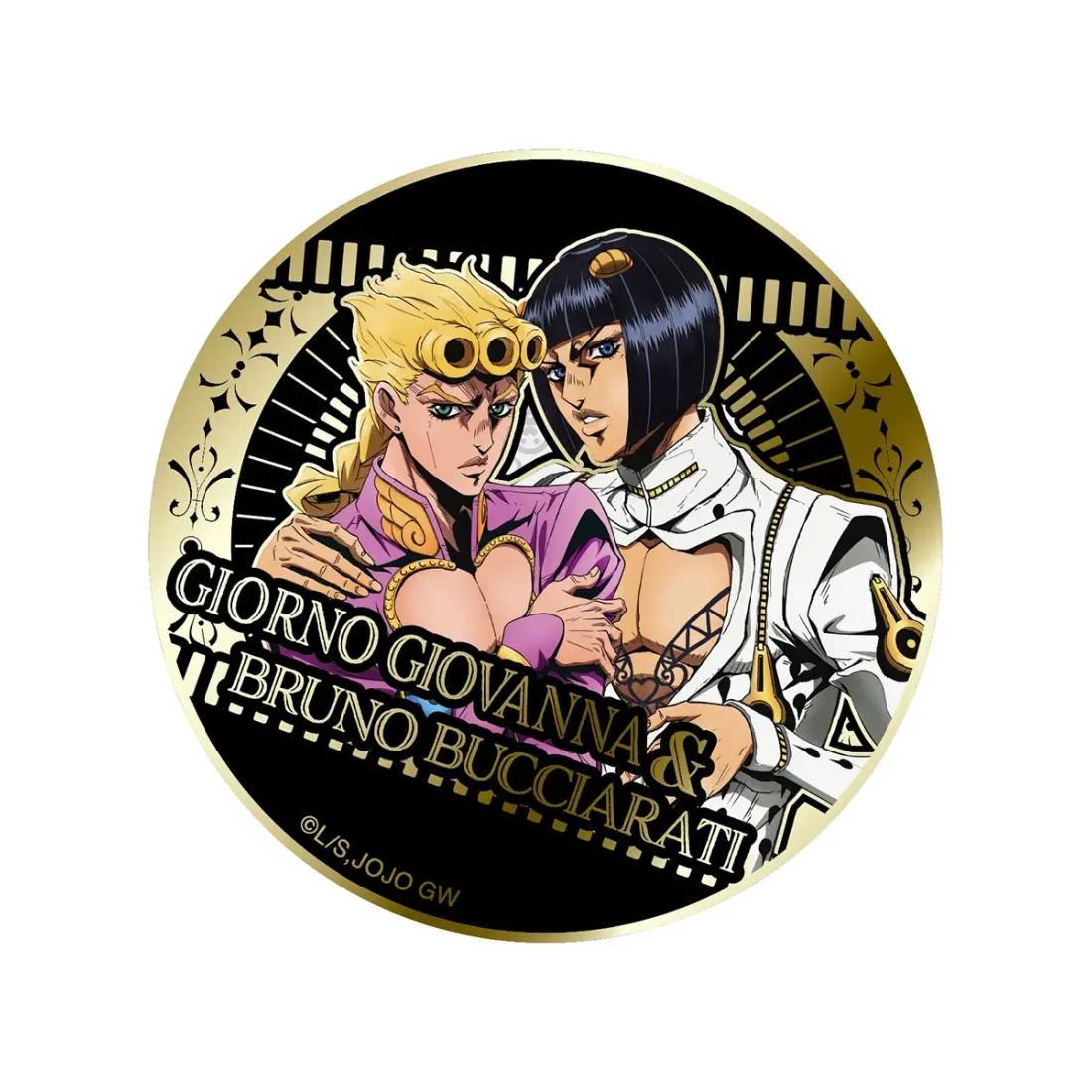 Значок Аниме Невероятные приключения ДжоДжо: Golden Wind Gilded Metal Pins 1 шт 5.8 см JOHZ-M101