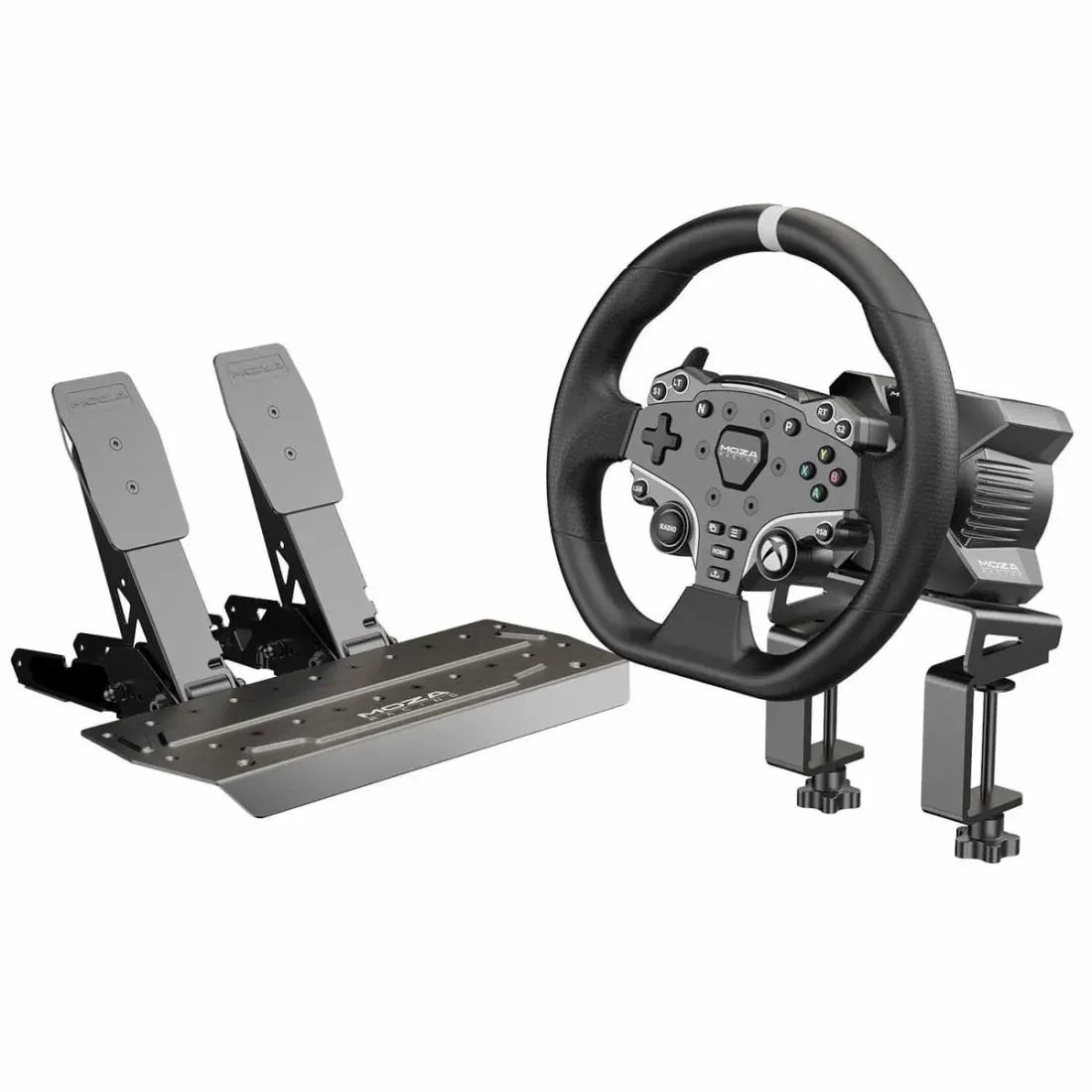 Игровой руль MOZA R3 Bundle （R3 Base, ES Wheel, SR-P Lite double Pedals, Table Clamp) RS053