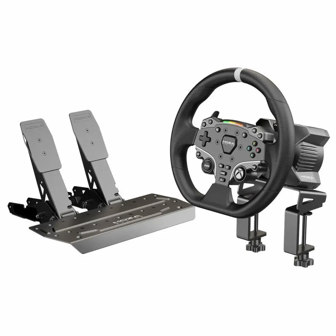 Игровой руль MOZA R3 Bundle （R3 Base, ES Wheel, SR-P Lite double Pedals, Table Clamp) RS053