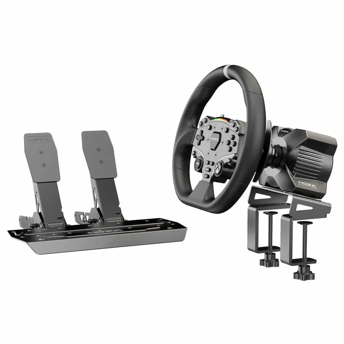 Игровой руль MOZA R3 Bundle （R3 Base, ES Wheel, SR-P Lite double Pedals, Table Clamp) RS053