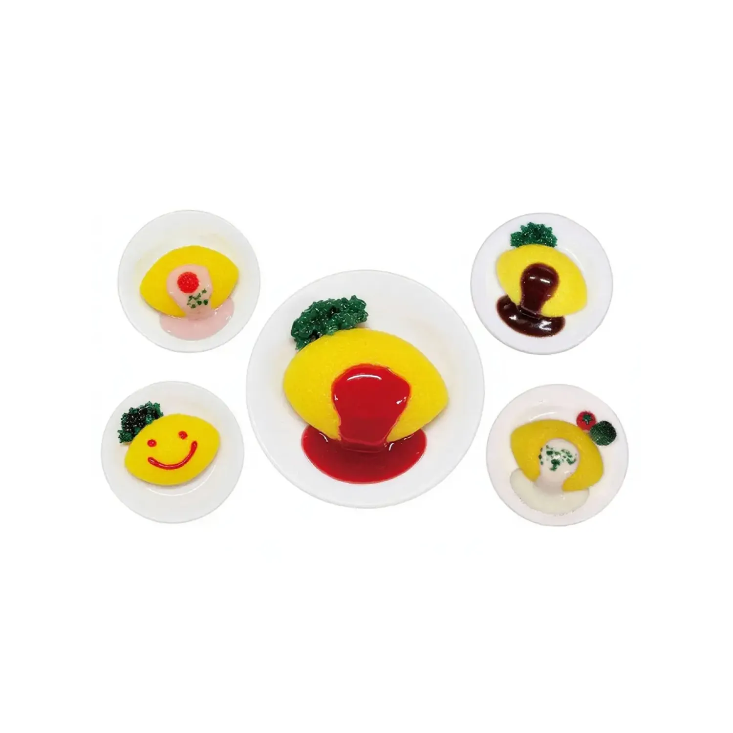 Набор Брелков Hokkori Shokudo Omelet Rice 5шт 4534943753809