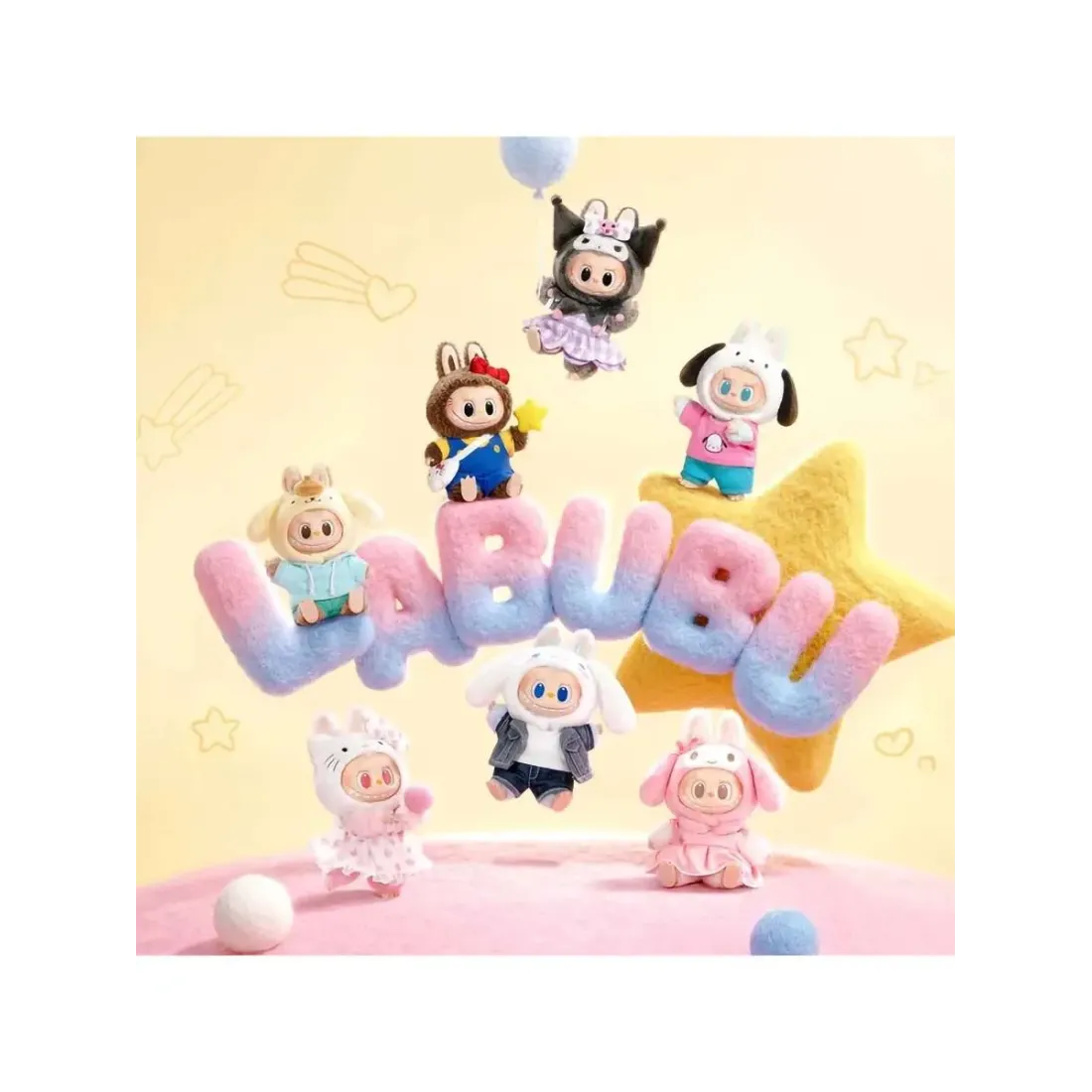 Брелок Аниме Pop Mart  Плюш Labubu  & Sanrio  Plush 1 шт  6941313015548