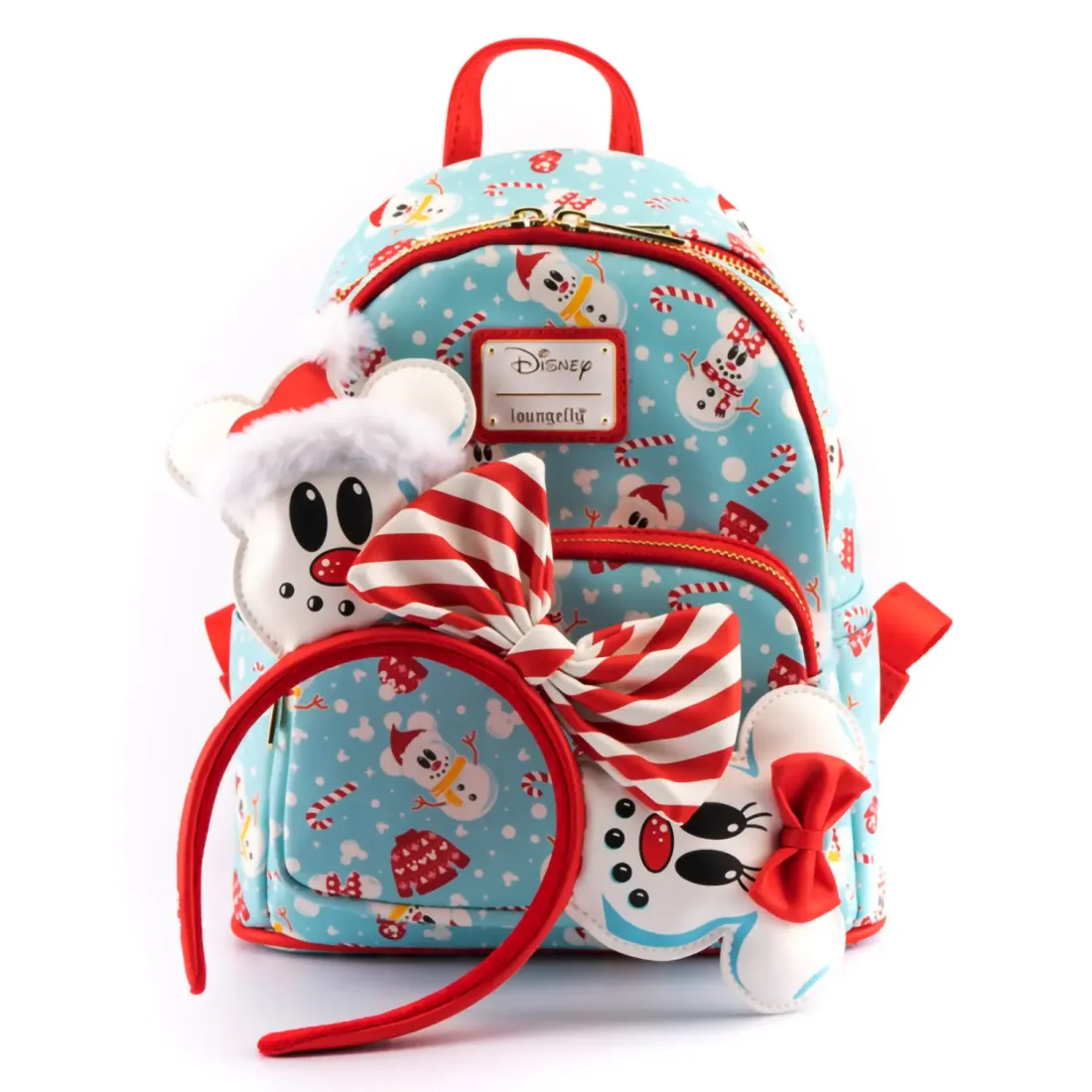 Рюкзак Loungefly Disney Minnie Mickey Snowman AOP Mini Backpack Headband Set WDBKS0012