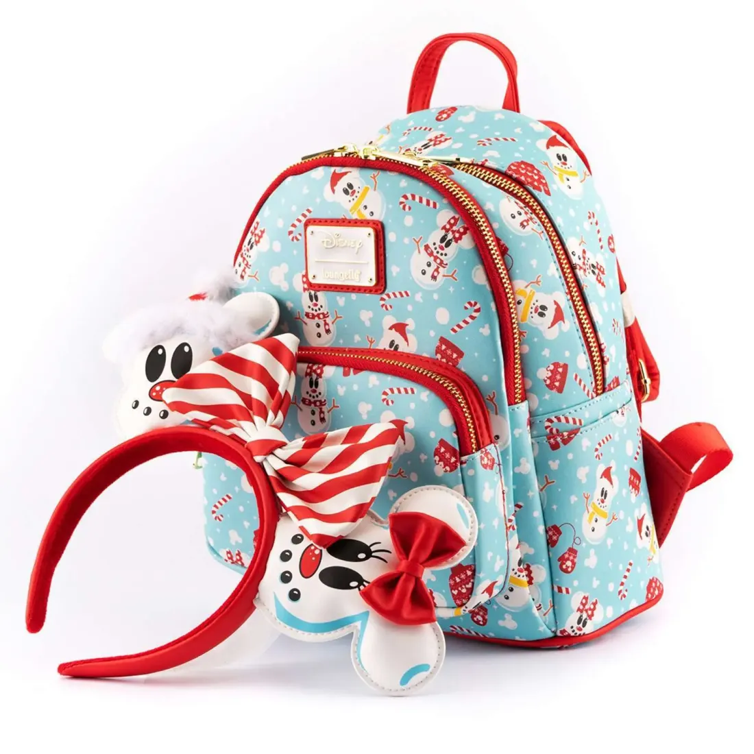 Рюкзак Loungefly Disney Minnie Mickey Snowman AOP Mini Backpack Headband Set WDBKS0012