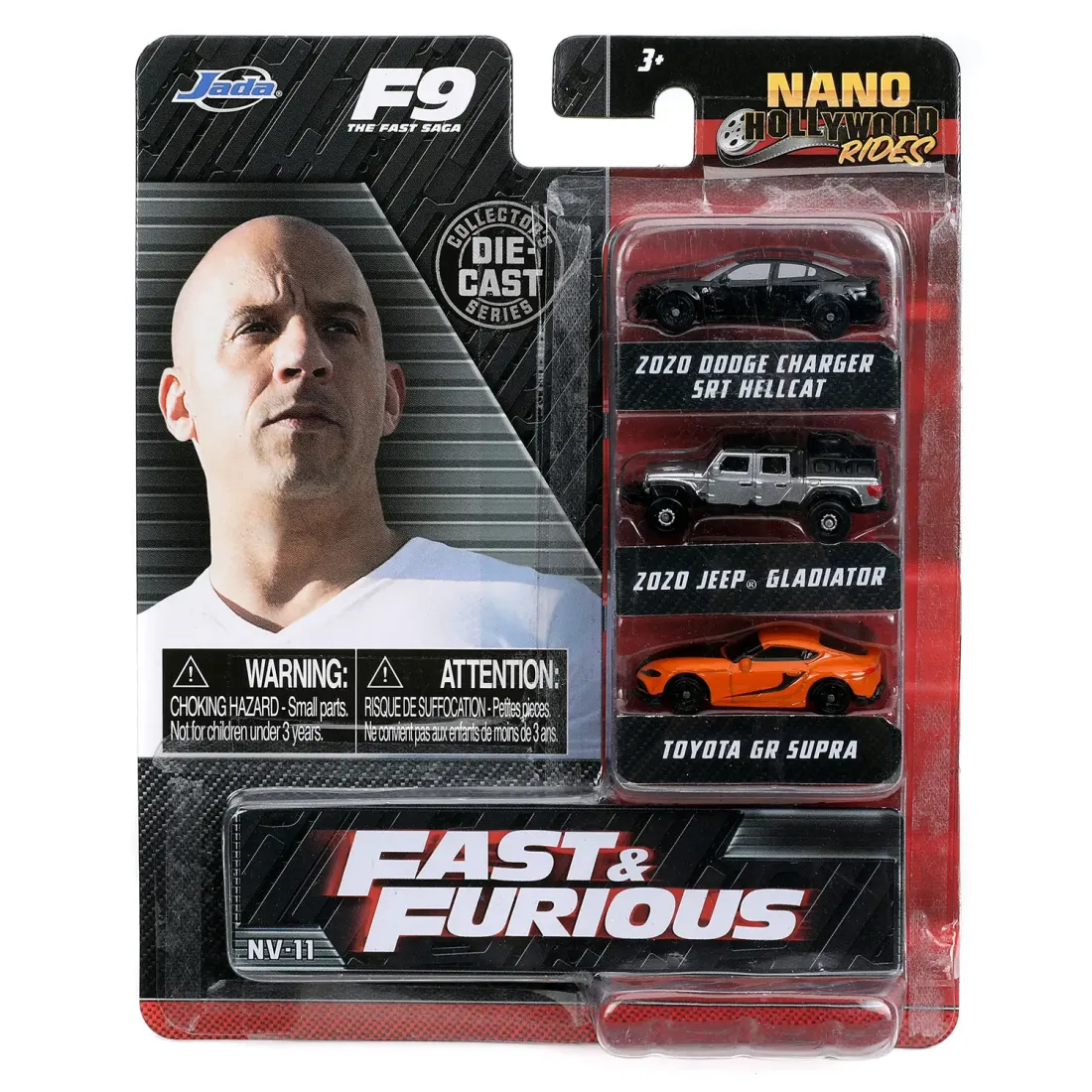 Набор Машинок Форсаж 1.65" 2020 Jeep Gladiator, 2019 Dodge Charger SRT Hellcat Widebody, 2020 Toyota