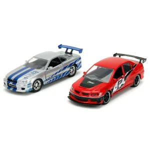 Набор модель машинок Форсаж 1:32 FF Mitsubishi Lancer EvoIX 2002 Nissan Skyline GTR R34 34256