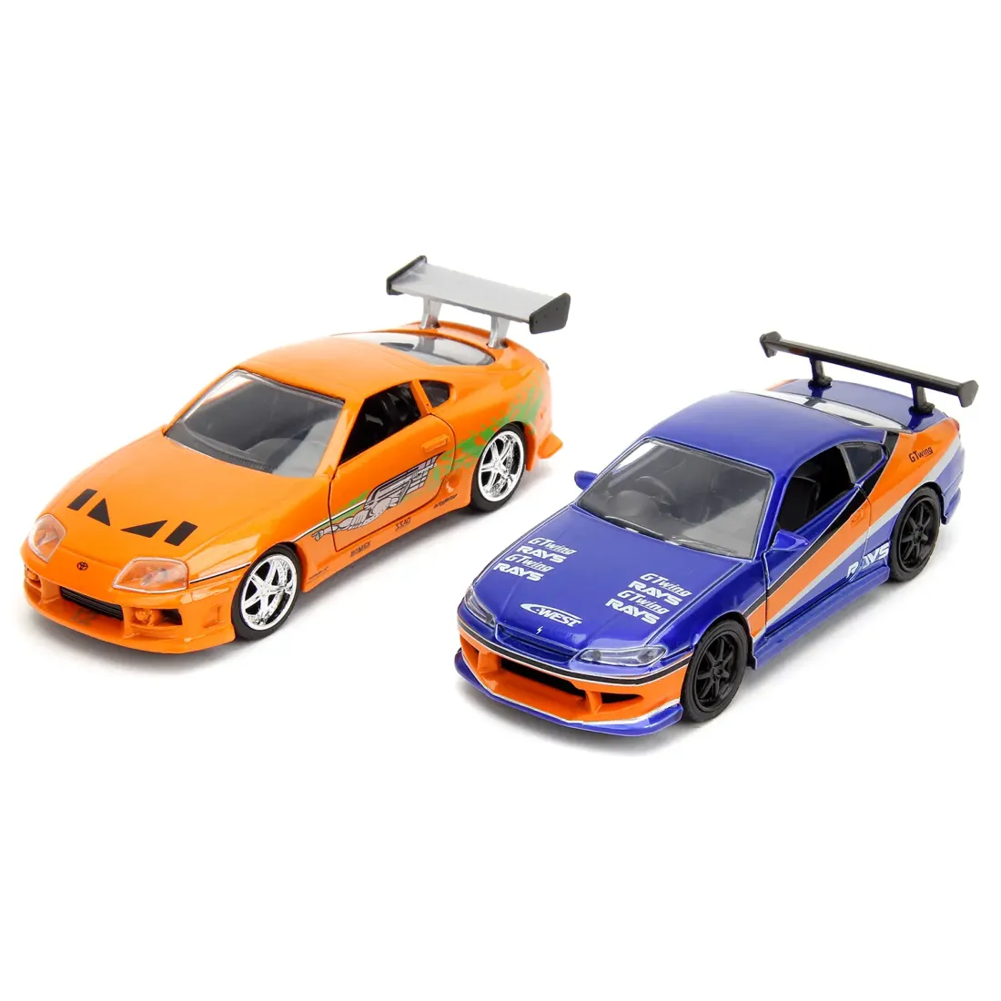 Набор модель машинок Форсаж 1:32 FF 2001 Nissan Silvia S15 1995 Toyota Supra-Orange 34254
