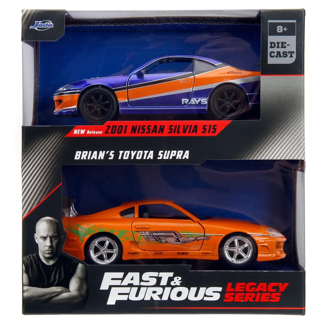 Набор модель машинок Форсаж 1:32 FF 2001 Nissan Silvia S15 1995 Toyota Supra-Orange 34254