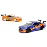Набор модель машинок Форсаж 1:32 FF 2001 Nissan Silvia S15 1995 Toyota Supra-Orange 34254