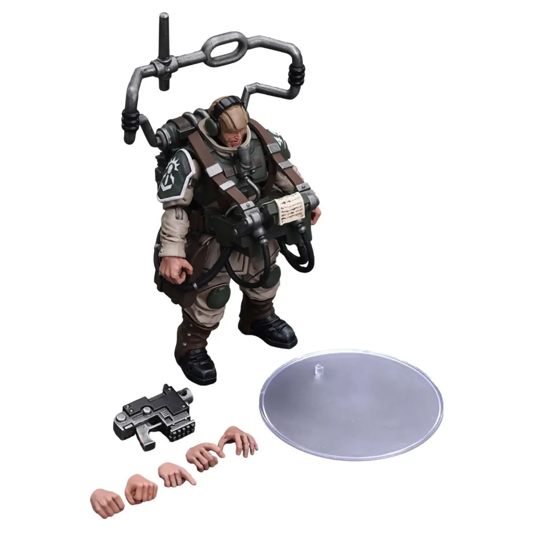 Фигурка Warhammer 40K Astra Militarum Cadian Command Squad Veteran with Master Vox 1:18