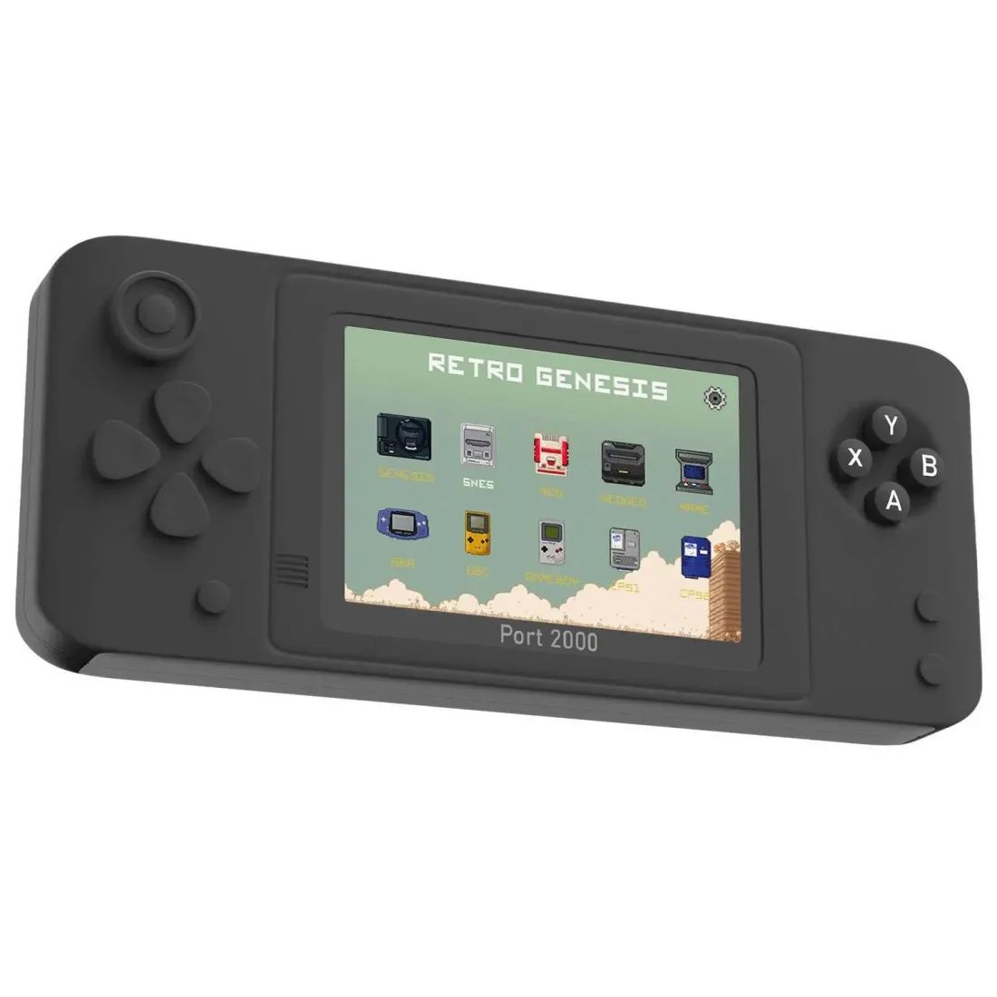 Retro Genesis Port 2000 (BL-862, 3,5 дюйма экран, 10 эмуляторов, черная, 3000+ игр, сохранения)