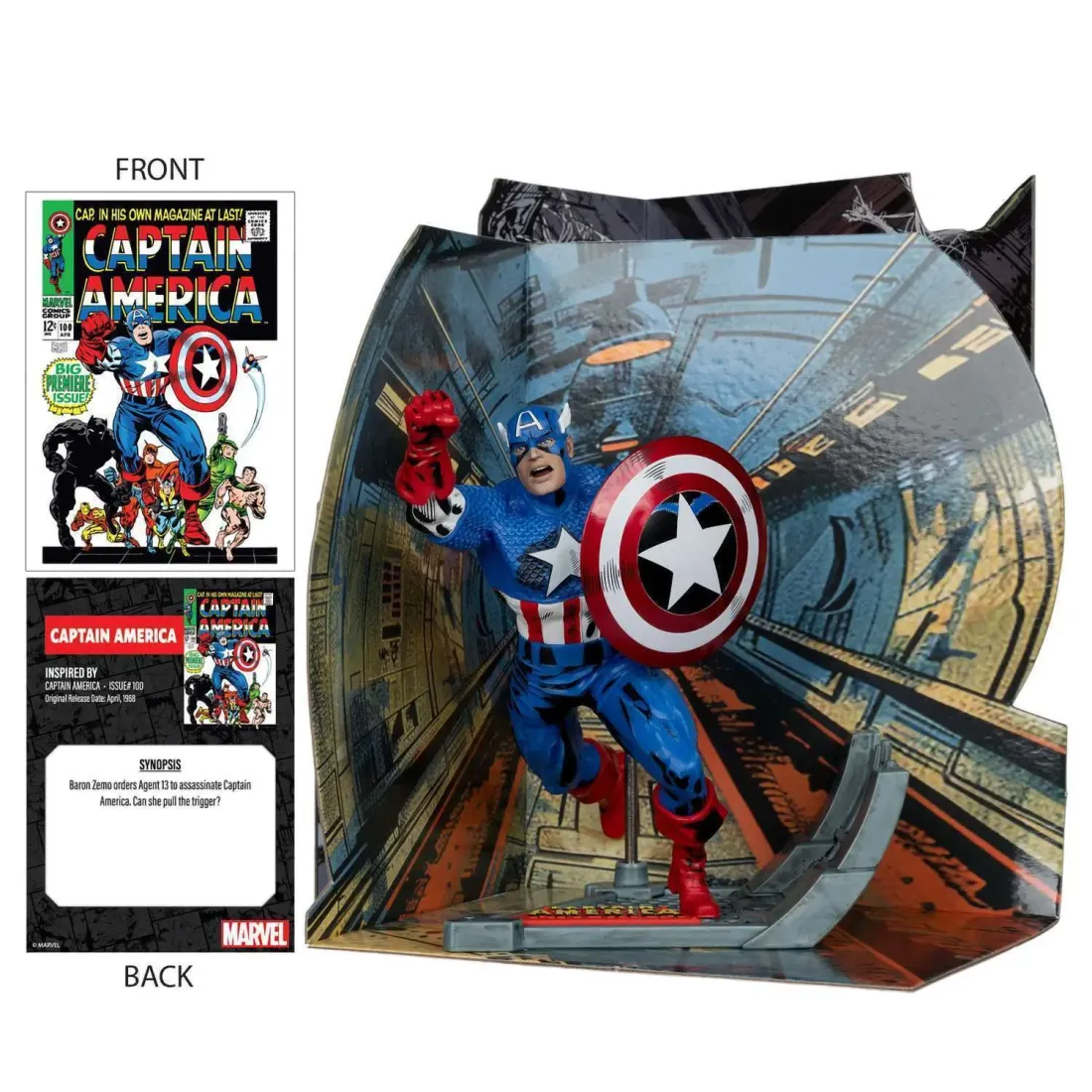 Фигурка Marvel Марвел Капитан Америка 1:10 Серия Обложки Комиксов (Captain America #100) 12см 147773