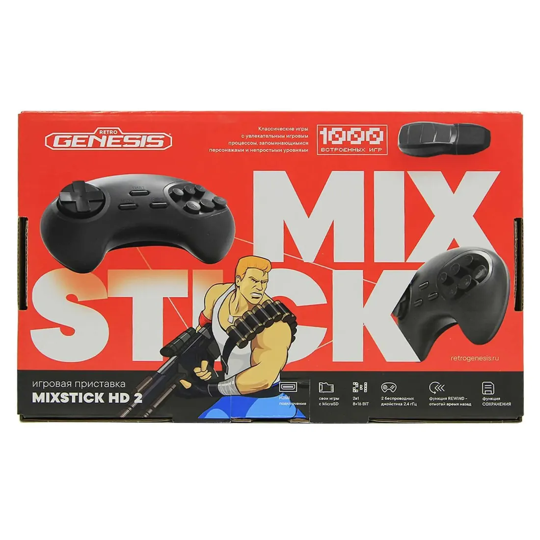 Retro Genesis MixStick HD 2 (900 игр, 2 бесп.дж., сохранения, HDMI, 8+16Bit, Rewind) model: RS8