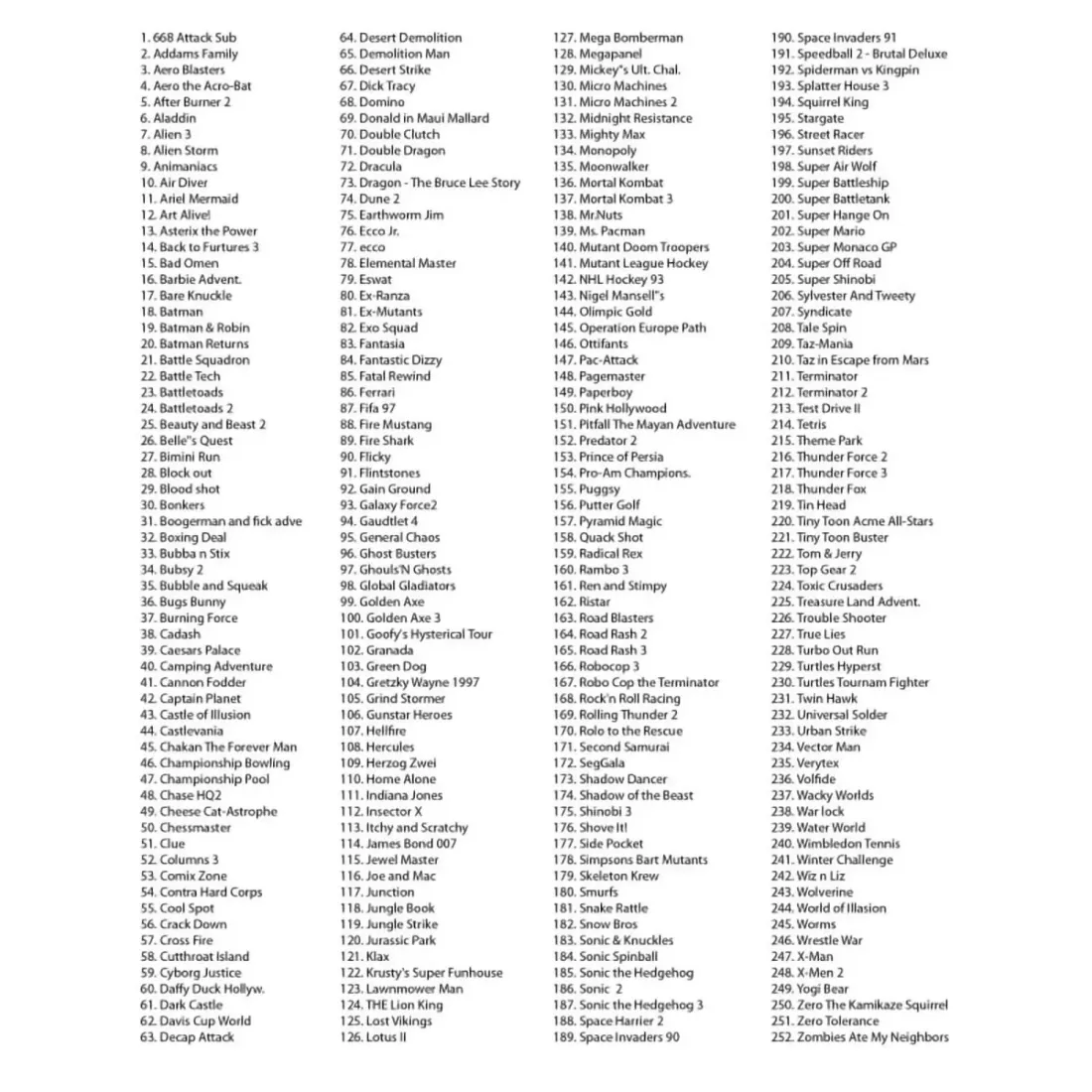 Игровая приставка 16-бит DVTech MD lit 252 игры