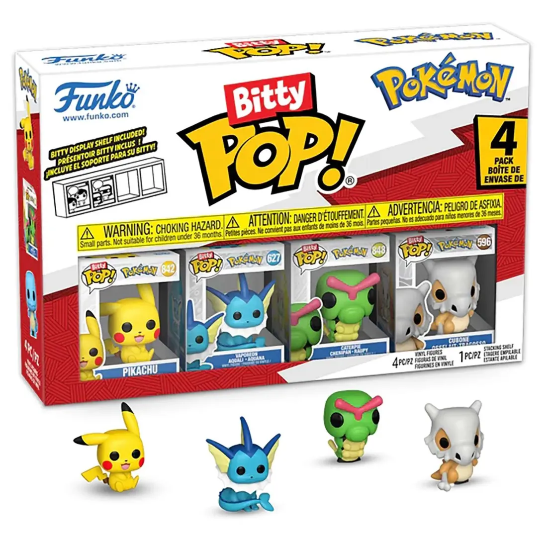 Фигурка Funko Bitty POP! Pokemon Pikachu+Vaporeon+Caterpie+Cubone 4PK 81132