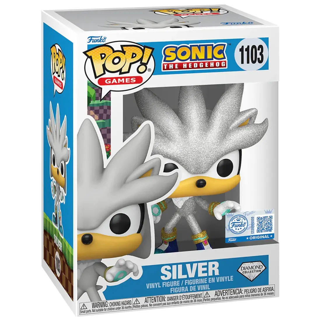 Фигурка Funko POP! Games Sonic the Hedgehog Silver (DGLT) (Exc) (1103) 87227
