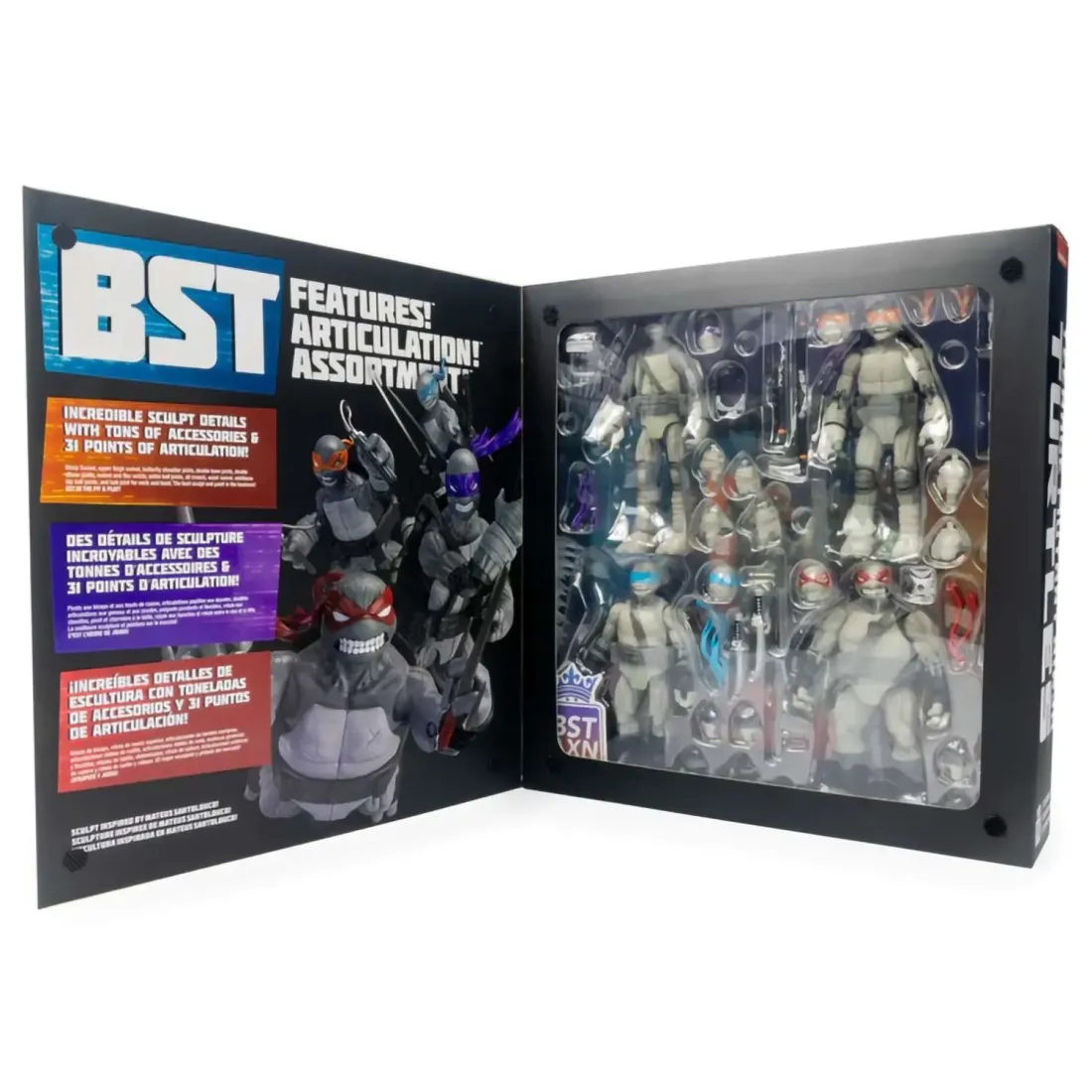 Фигурки Черепашки-ниндзя Донателло, Леонардо, Рафаэль, Микеланджело IDW Comics (Ч/Б) BST AXN 30см