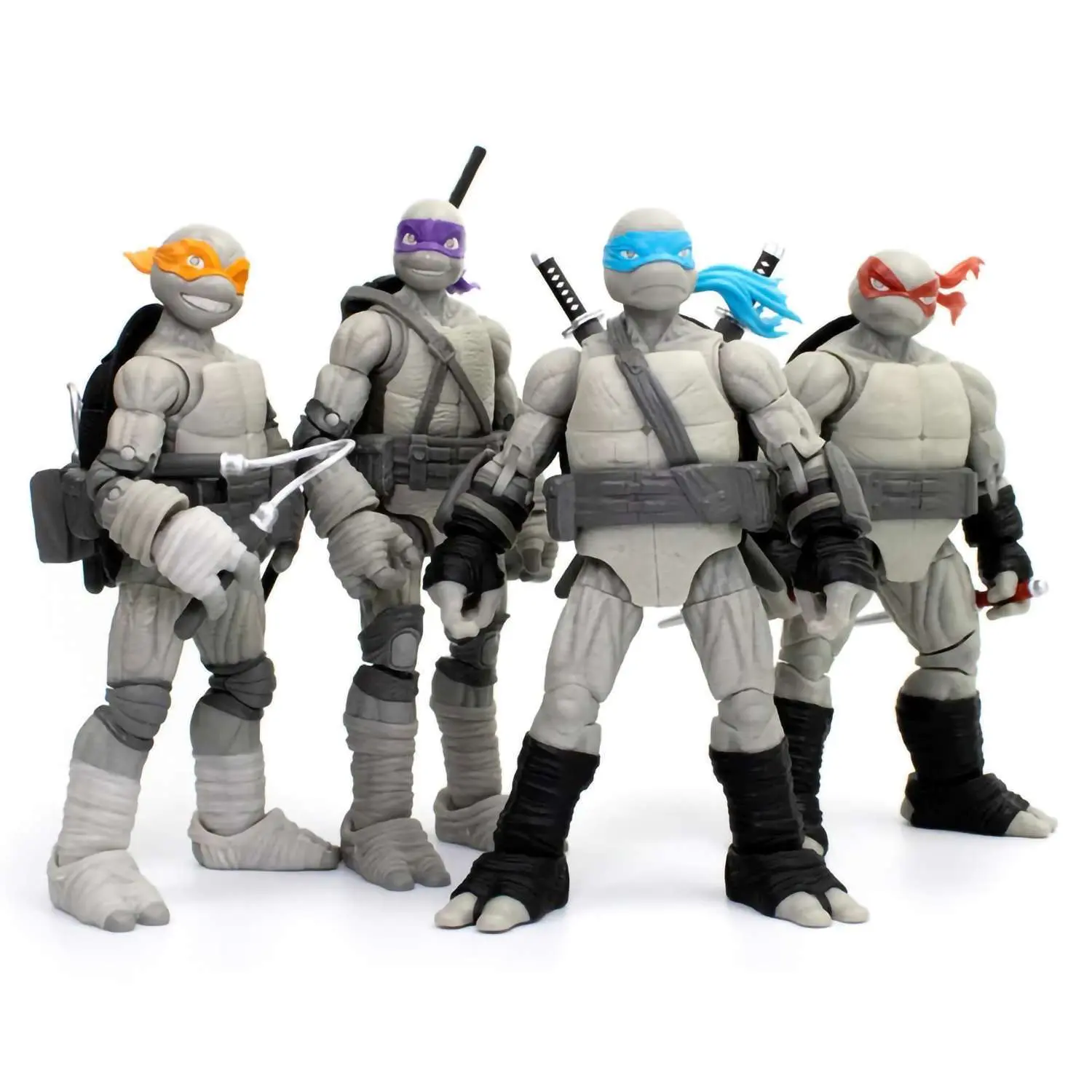 Фигурки Черепашки-ниндзя Донателло, Леонардо, Рафаэль, Микеланджело IDW Comics (Ч/Б) BST AXN 30см