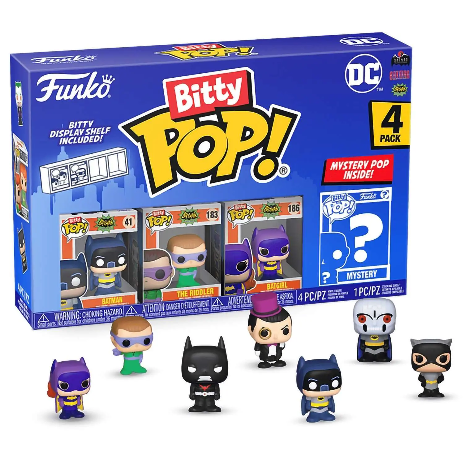 Фигурка Funko Bitty POP! DC Comics S4 Batman+The Riddler+Batgirl+Mystery (1 of 4) 4PK 71314