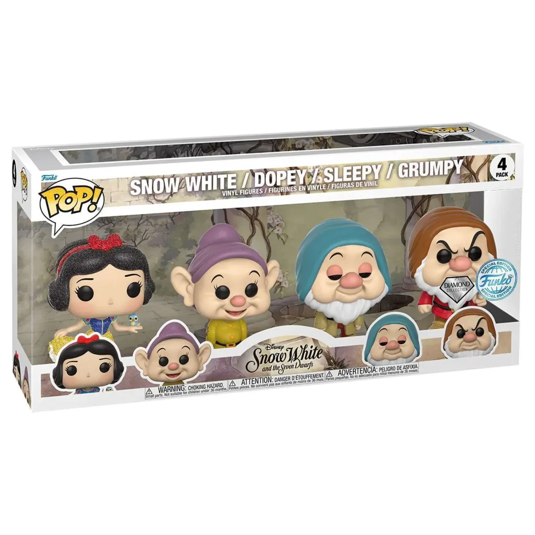 Фигурка Funko POP! Disney Snow White Snow White(DGLT)/Dopey/Sleepy/Grumpy (Exc) 4PK 77207