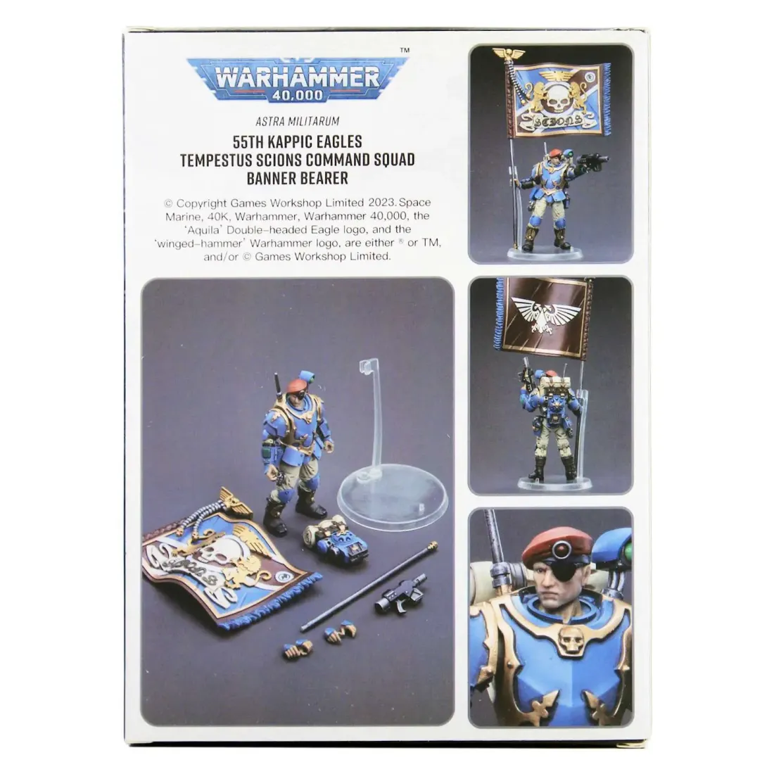 Фигурка Warhammer 40K Astra Militarum Tempestus Scions Command Squad 55th Kappic Eagles Banner Beare