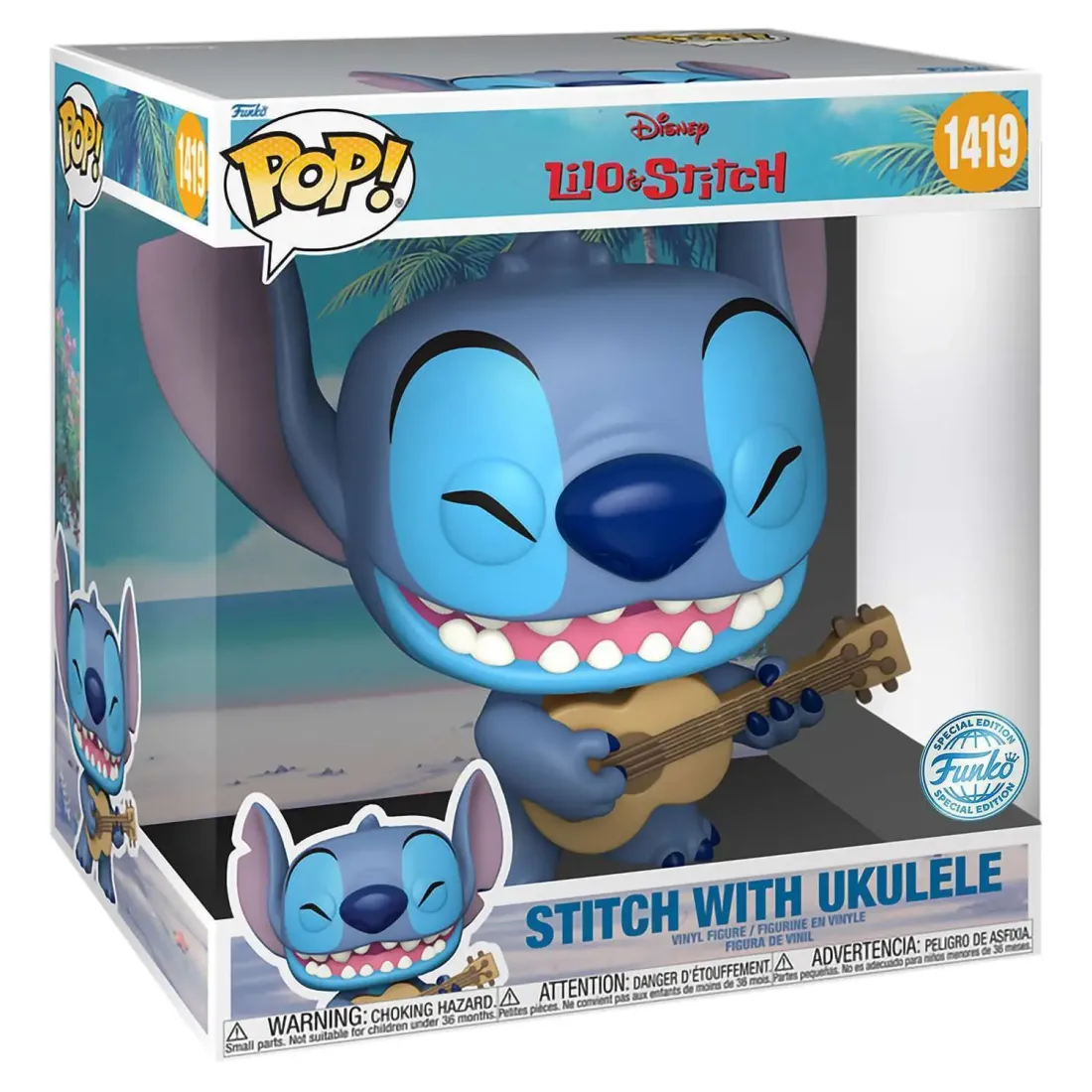 Фигурка Funko POP! Disney Lilo & Stitch Stitch with Ukelele (Exc) 10" (1419) 76786