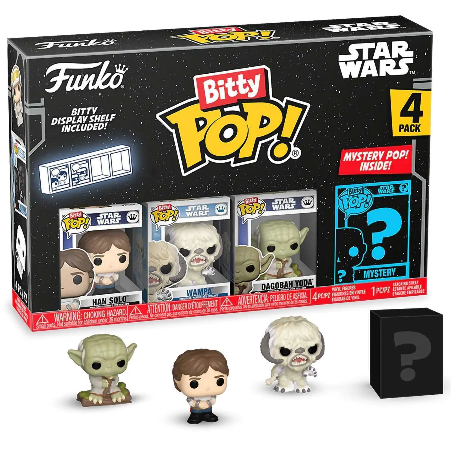 Фигурка Funko Bitty POP! Star Wars S2 Han Solo+Wampa+Dagobah Yoda+Mystery (1 of 4) 4PK 83670