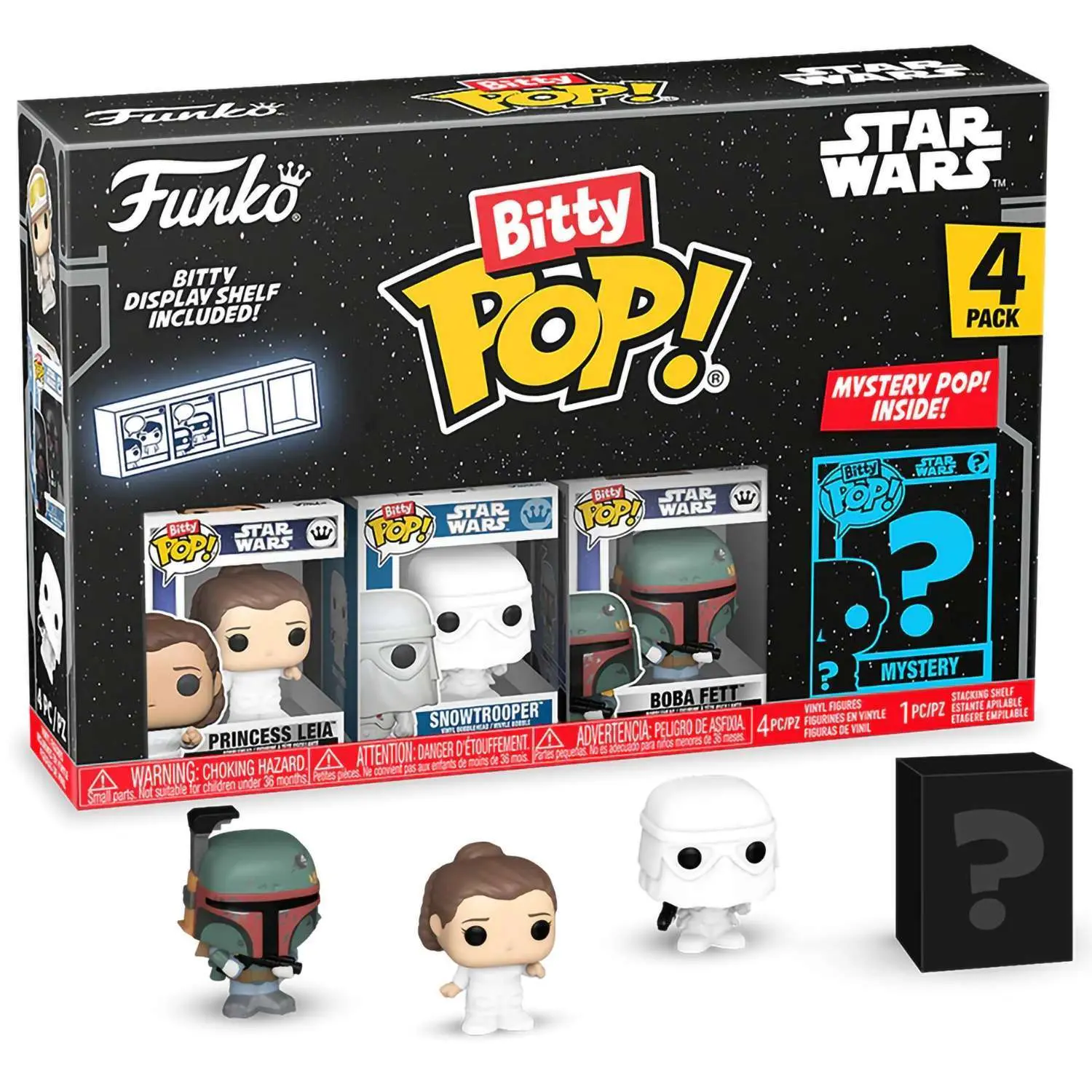 Фигурка Funko Bitty POP! Star Wars S2 Princess Leia+Snowtrooper+Boba Fett+Mystery (1 of 4) 4PK 83669