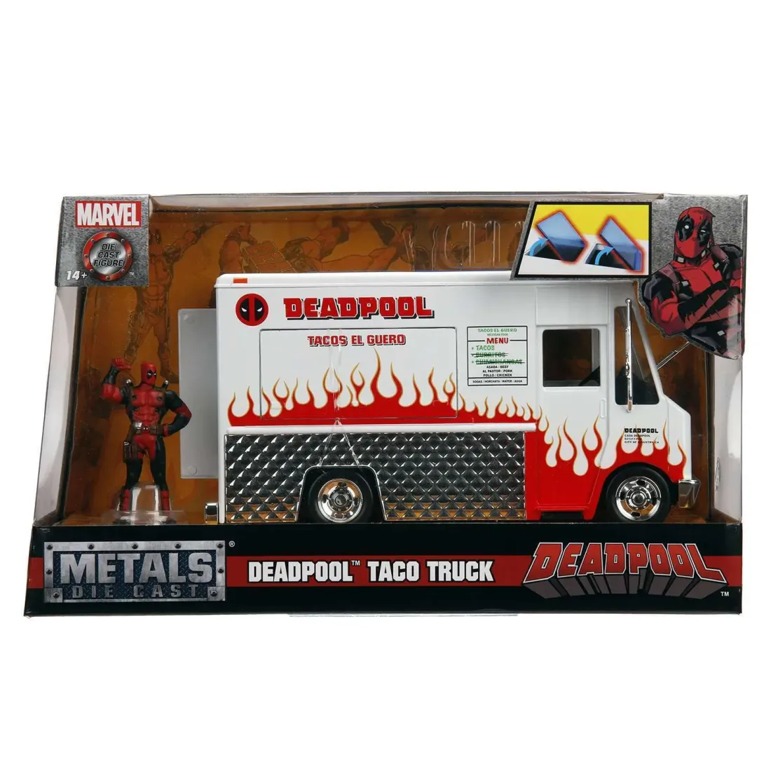 Набор Hollywood Rides Машинка с Фигуркой 2.75" 1:24 Deadpool Taco Truck W/Deadpool Figure 99730
