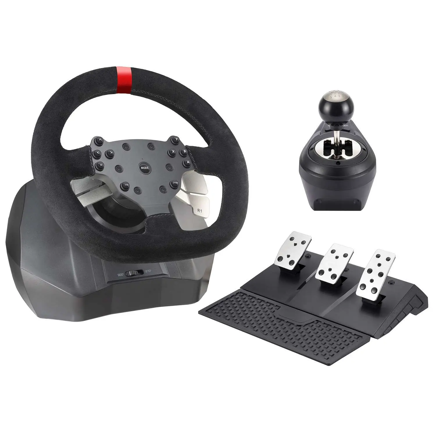 Руль Artplays V-1200 Pro для PS4, PC, Xbox One, Switch. Premium Leather Edition (3 педали, 6КПП)