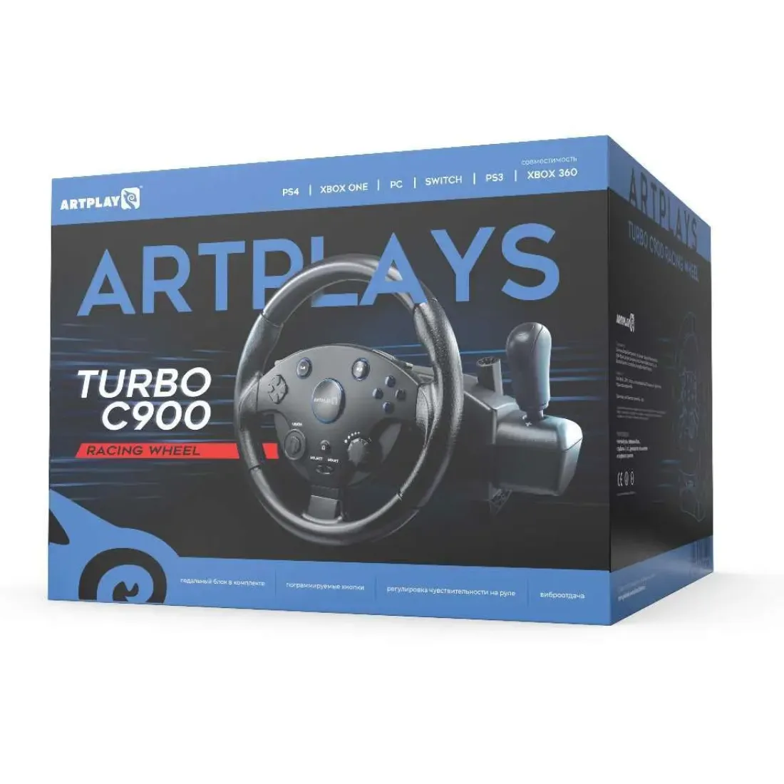 PS 4 Руль ARTPLAYS Street Racing Wheel Turbo C900 совместим с PS3, ПК, Xbox ONE, Xbox 360