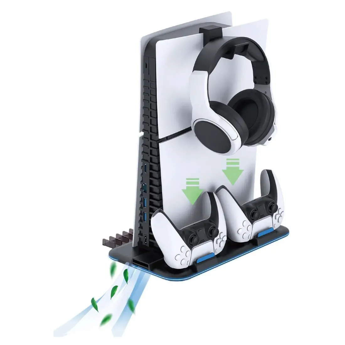 Вертикальный стенд Artplays Cooling Fan PS5 Slim DE/UHD: зарядка DualSense, крепление для наушников