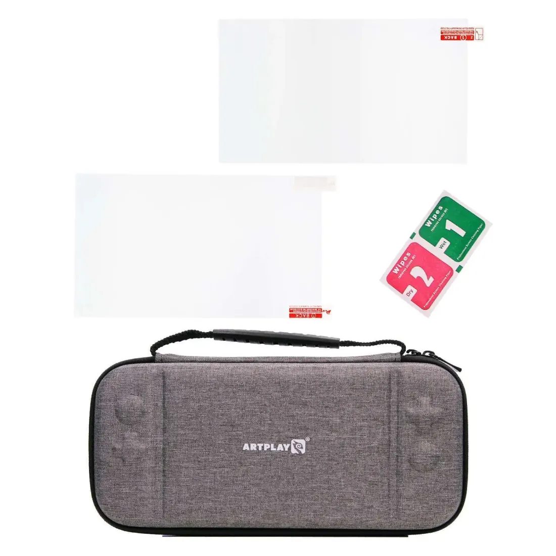 Чехол, защитное стекло и пленка Artplays для Nintendo Switch OLED серый (NSO-1023)