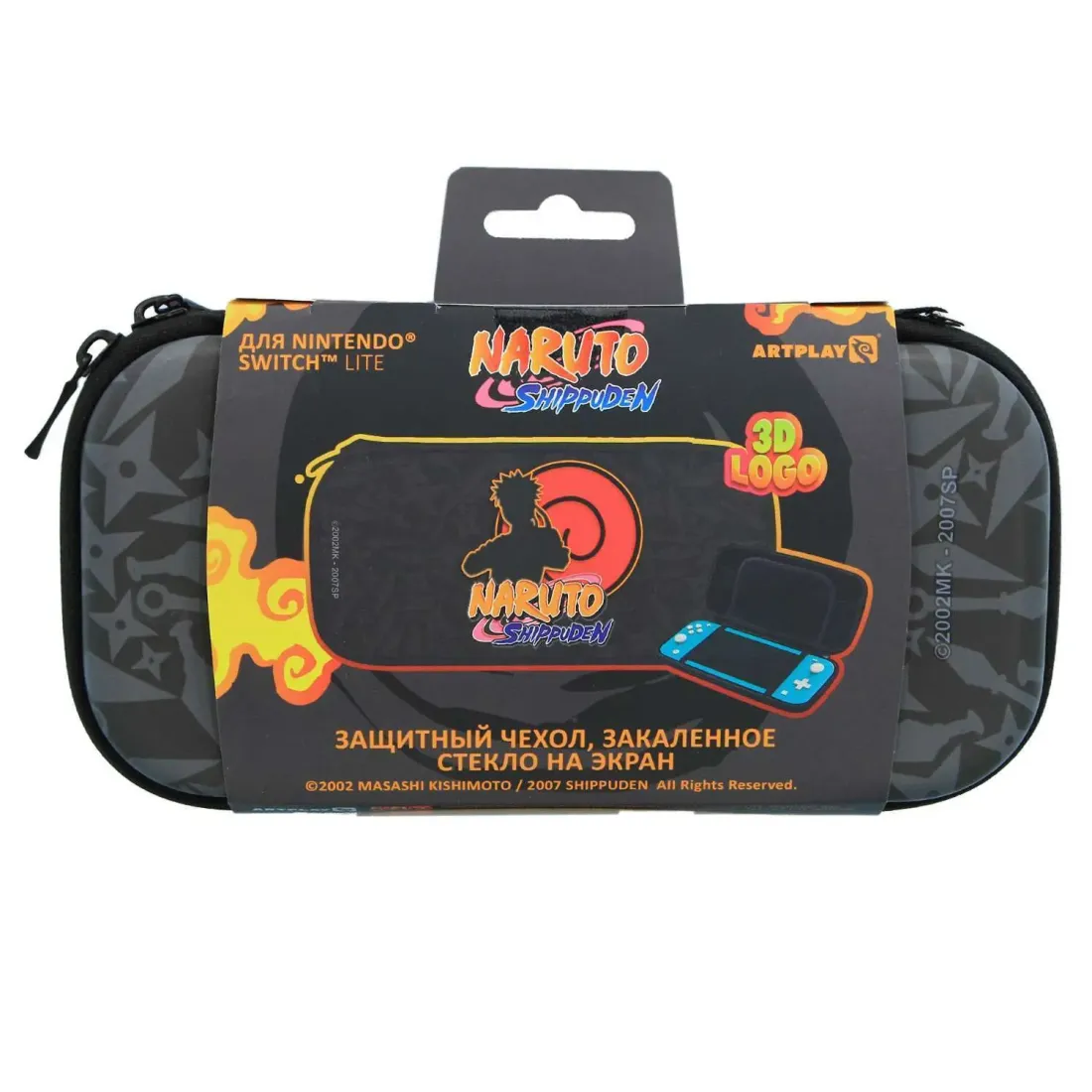 Чехол и защитное стекло Naruto для Nintendo Switch Lite 3D Logo Кунаи и сюрикены