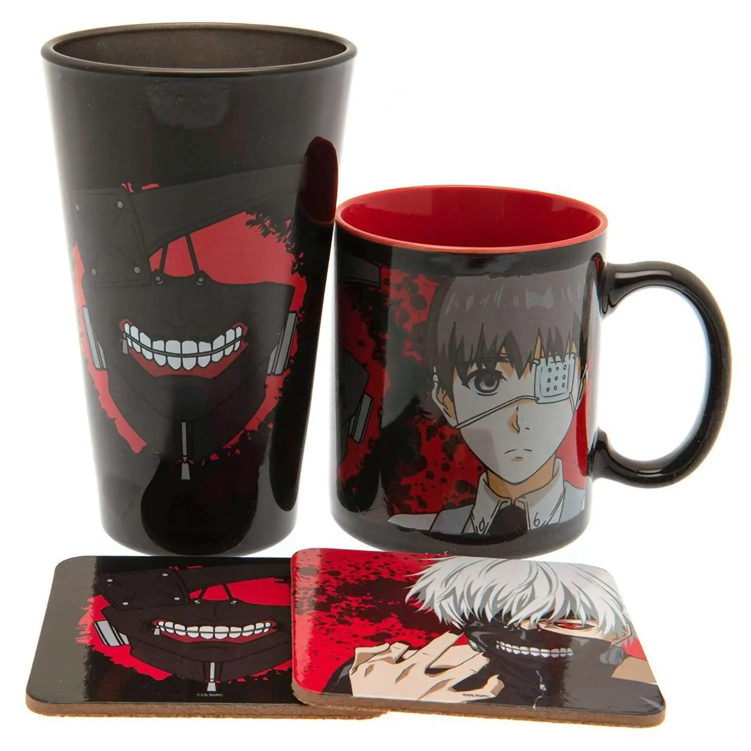 Набор подарочный Tokyo Ghoul Стеклянный стакан XXL + Кружка + Подстаканник 2 шт Ken GFB0107