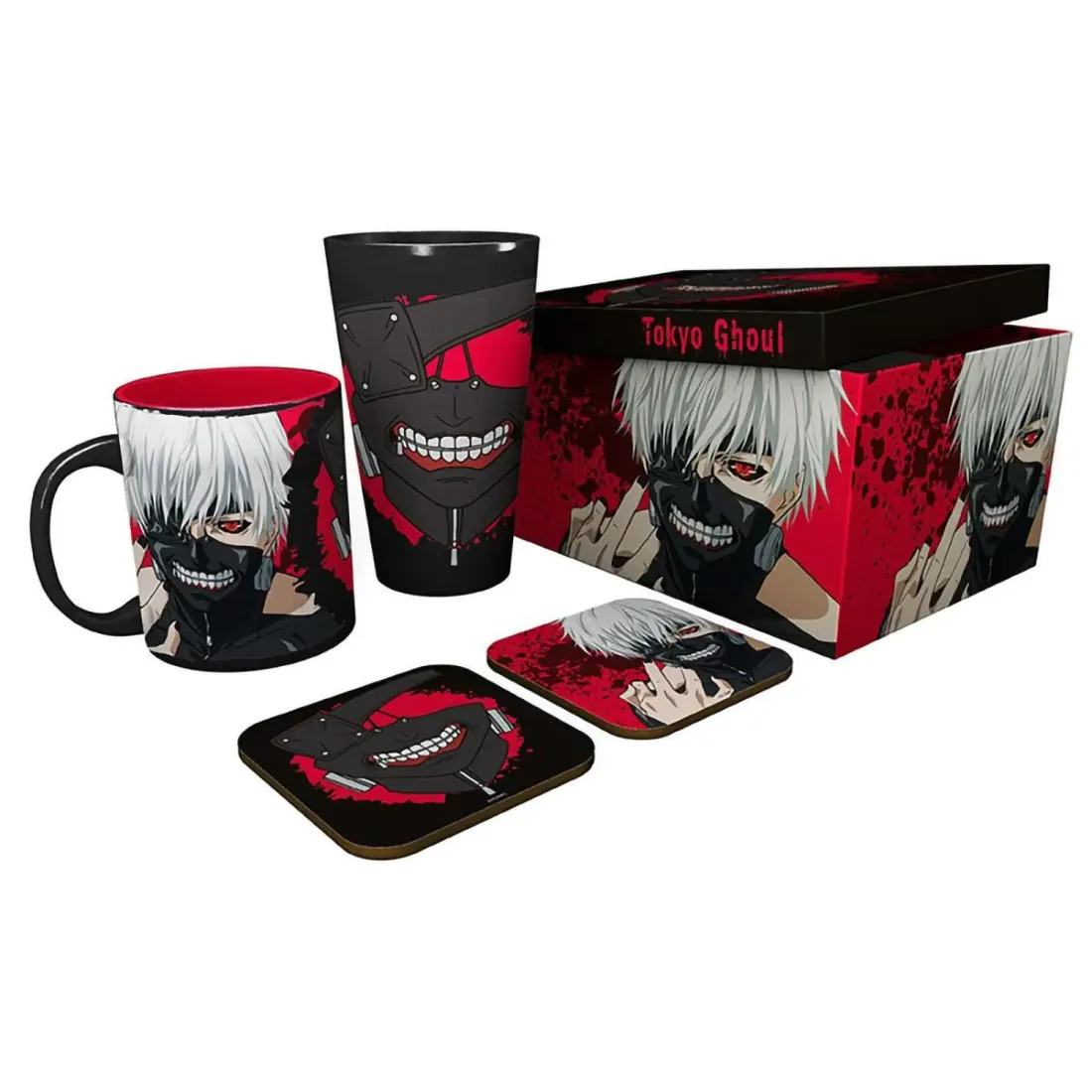 Набор подарочный Tokyo Ghoul Стеклянный стакан XXL + Кружка + Подстаканник 2 шт Ken GFB0107