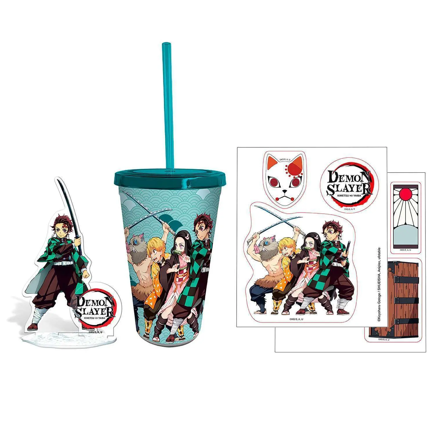 Набор подарочный Клинок рассекающий демонов Стакан с трубочкой 470 мл + Акриловая фигурка + Наклейки ABYPCK284