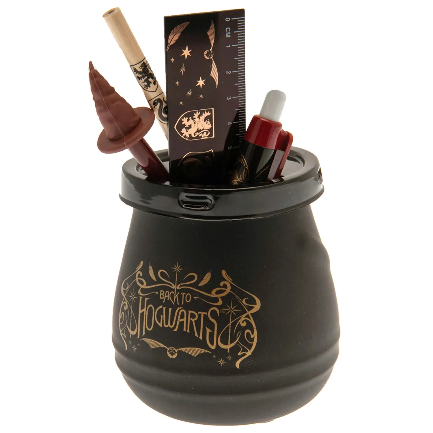 Канцелярский набор Гарри Поттер Хогвартс (2 ручки, карандаш, линейка, стакан подставка керамическая)