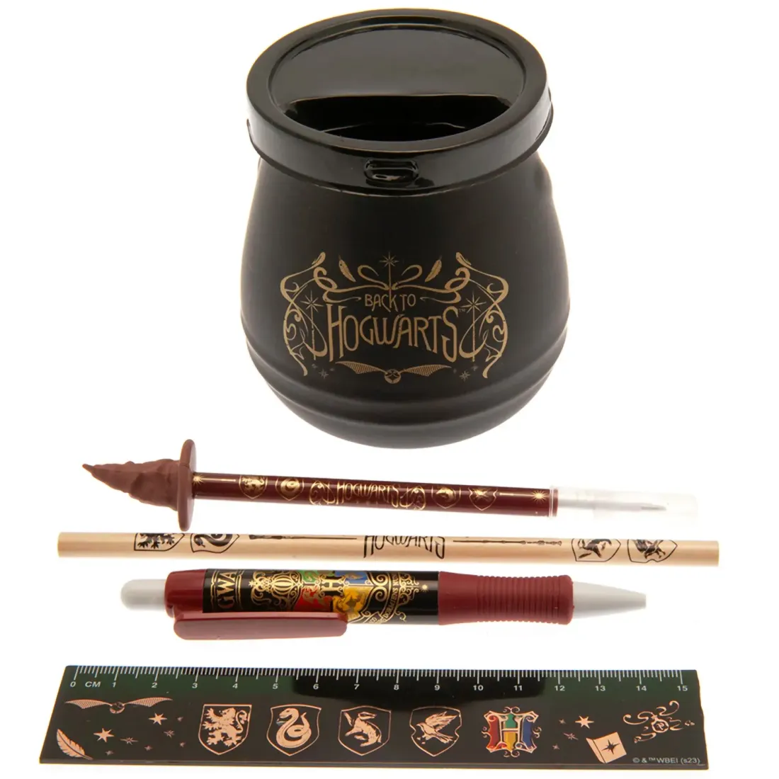 Канцелярский набор Гарри Поттер Хогвартс (2 ручки, карандаш, линейка, стакан подставка керамическая)